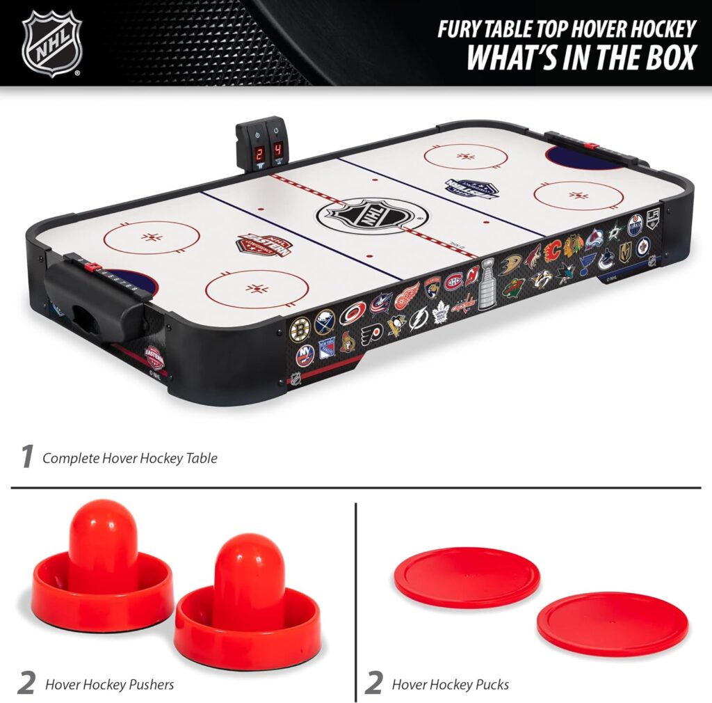 EastPoint Sports NHL Fury Table Top Hover Hockey - Tabletop Air Hockey Game with Pucks and Pushers