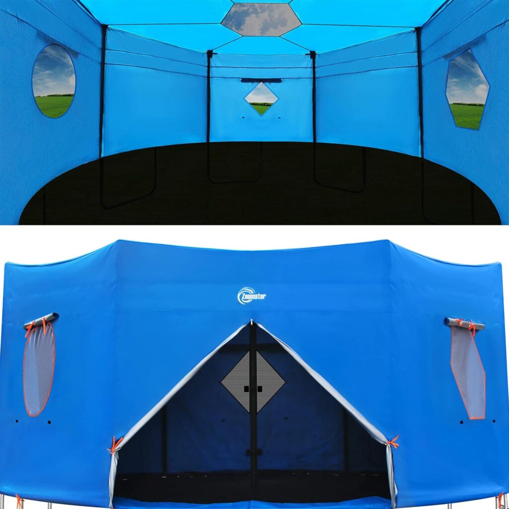 12FT Trampoline Tent, Fits for 6 Straight Pole Round Trampoline, Trampoline Tent Cover (Tent Only) Blue