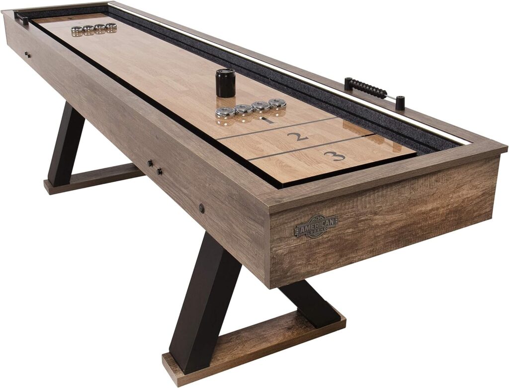 American Legend Kirkwood 9’ LED Light Up Shuffleboard Table with Bowling