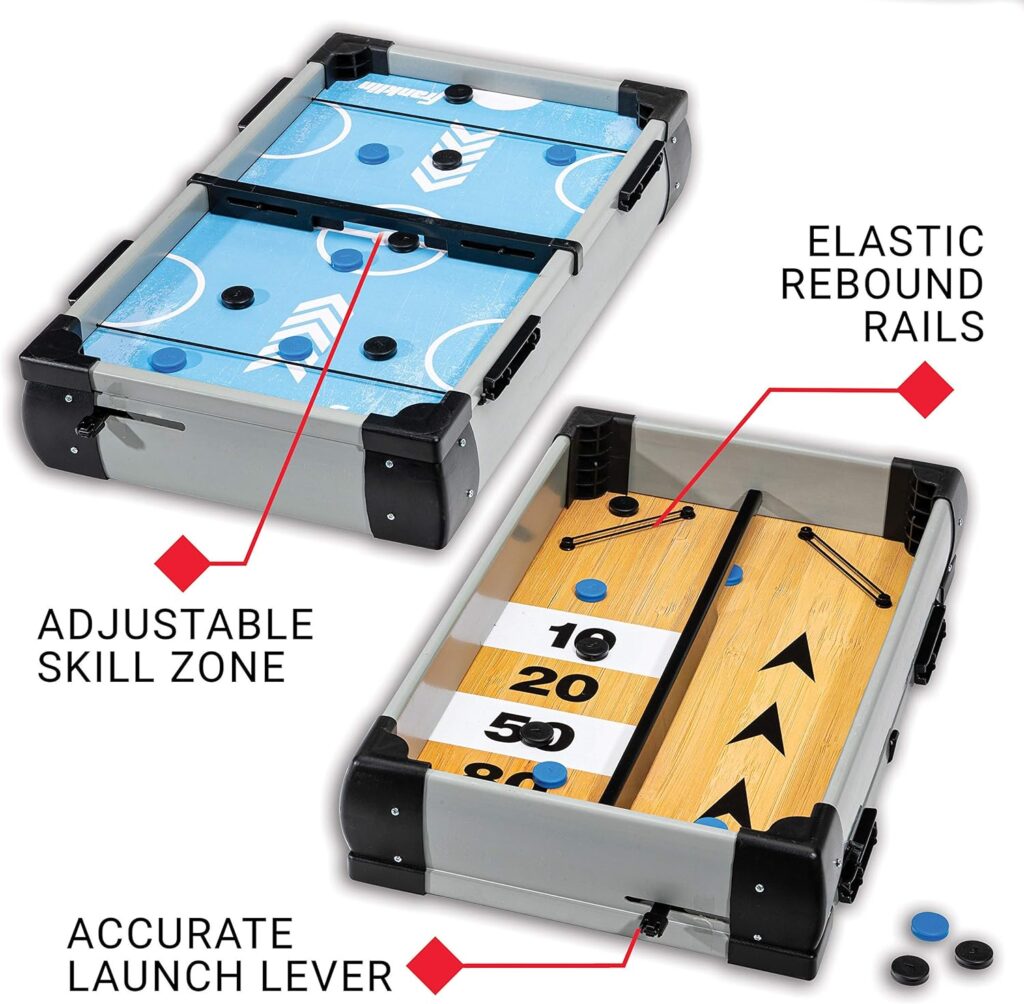 Franklin Sports Sling Puck + Shuffleboard Tabletop Game - 2-in-1 Fast Action Puck Shooting Game Set for Kids + Adults - Family Gameroom Board Games