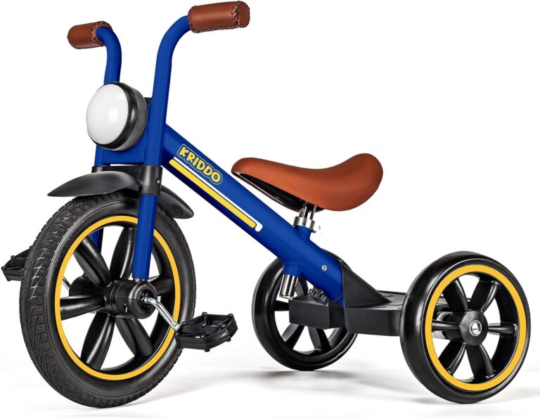 kriddo-kids-12-inch-tricycle-with-puncture-free-wheels-front-light-adjustable-seat-gift-for-2-5-year-olds-blue-5