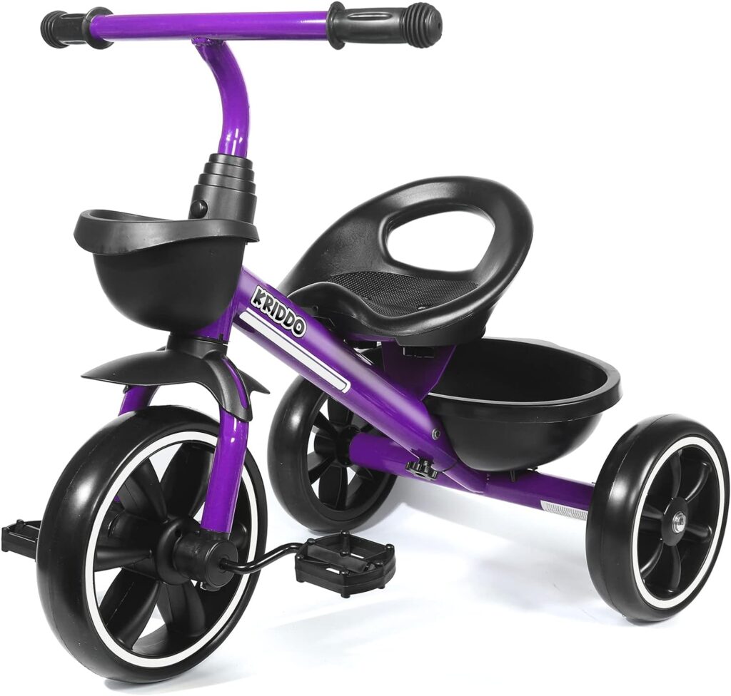 KRIDDO Kids Tricycles Age 24 Month to 4 Years, Toddler Kids Trike for 2.5 to 5 Year Old, Gift Toddler Tricycles for 2-4 Year Olds, Trikes for Toddlers, Purple