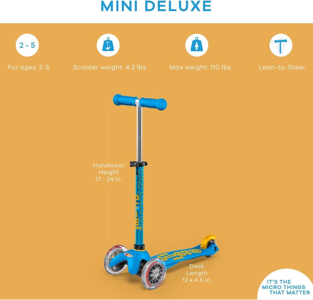 Micro Kickboard - Mini Deluxe 3-Wheeled, Lean-to-Steer, Swiss-Designed Micro Scooter for Kids, Ages 2-5