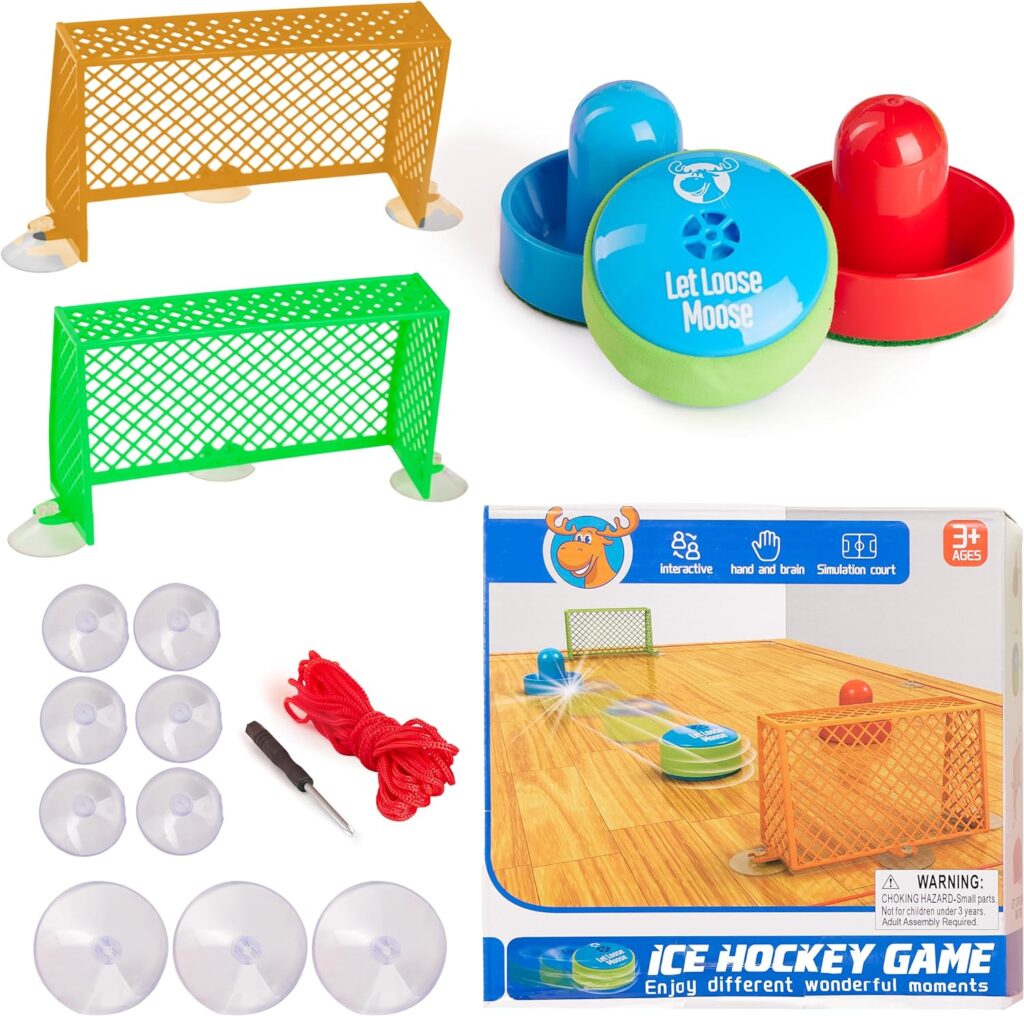 Portable Air Hockey Game - Compact, Battery-Operated Mini Tabletop Toy - Fast-Paced Fun for Kids  Adults - Ideal for Home, Office,  Travel - Includes Pucks  Paddles