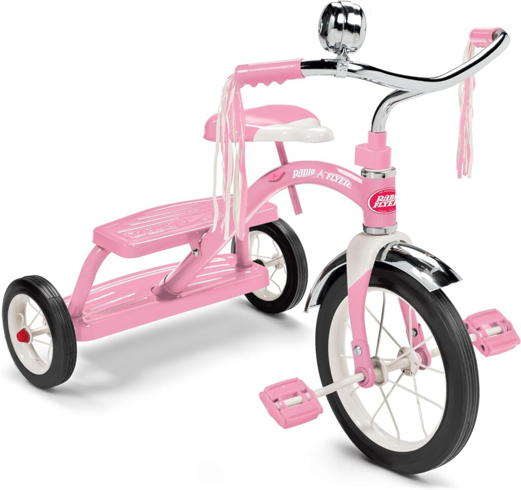 Radio Flyer Classic Pink Dual Deck Tricycle Ride On, 31.5L x 24.5W x 21.5H in.