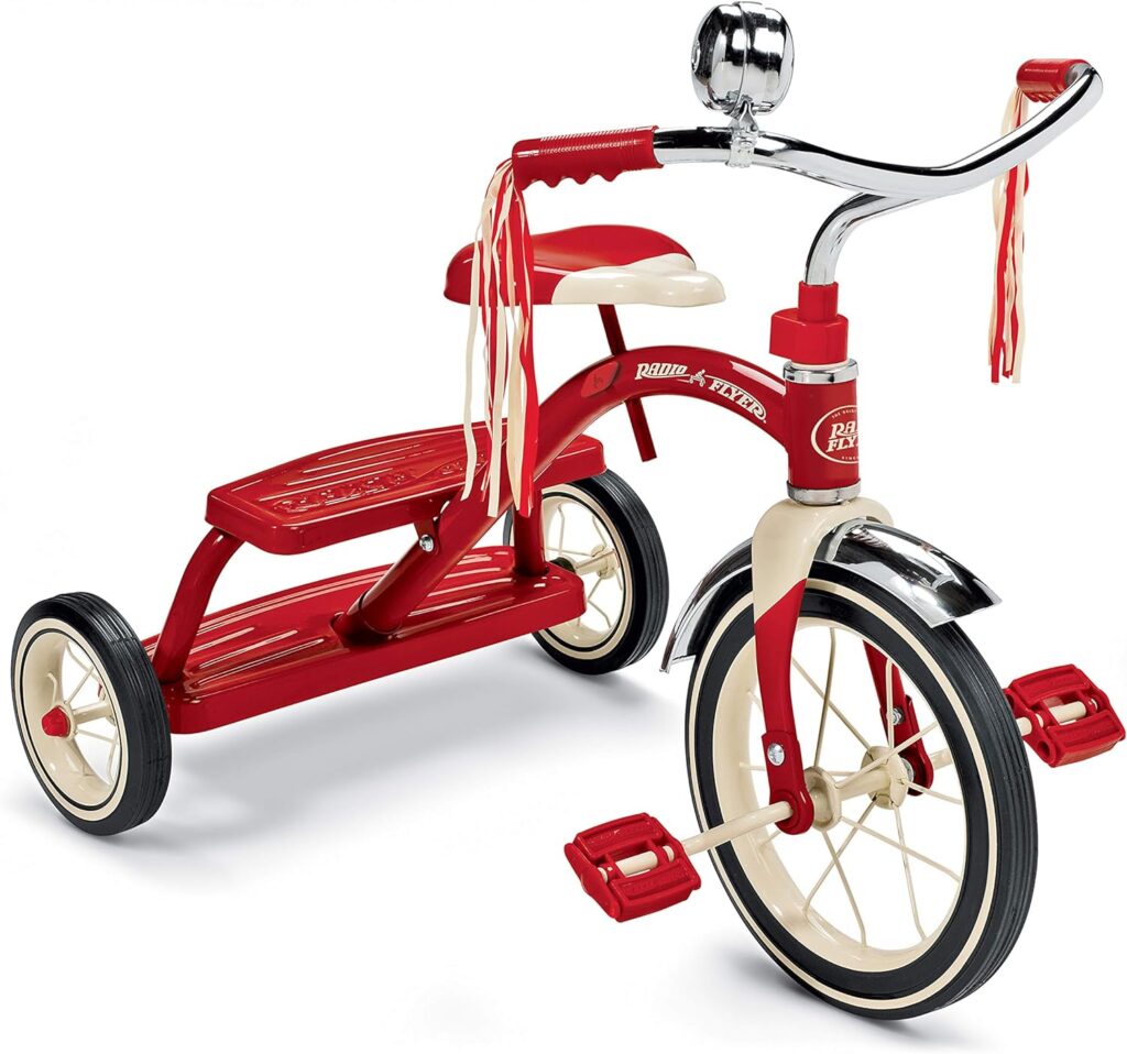 Radio Flyer Classic Pink Dual Deck Tricycle Ride On, 31.5L x 24.5W x 21.5H in.