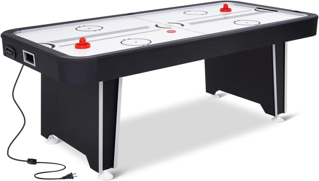 RayChee 84” Air Hockey Table, Indoor Hockey Table for Adults Full Size, Air Hockey Game Table with Electronic Timing, Game Sounds, Strong Motor and Double-Sided Digital LED Scoreboard for Game Room