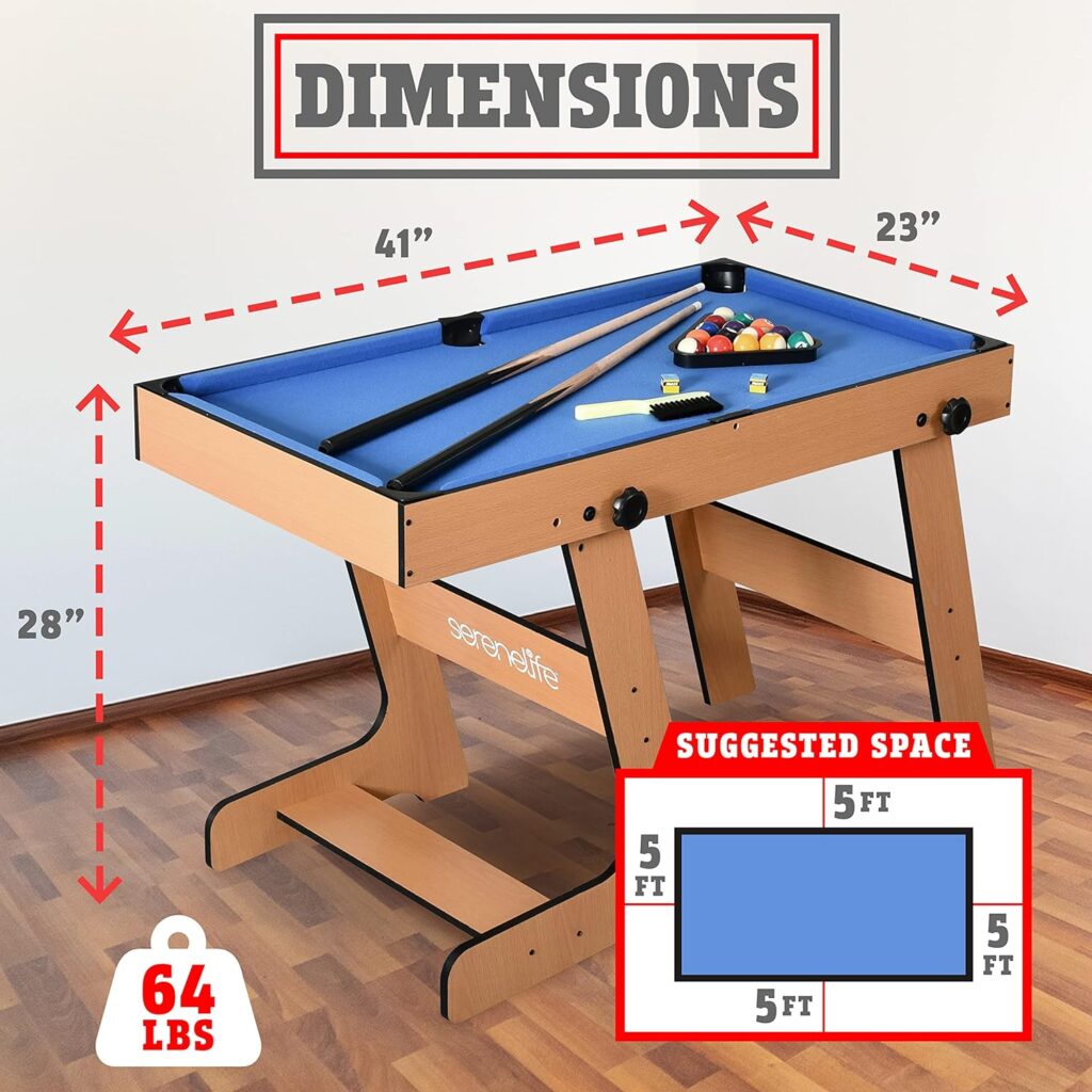 SereneLife Multi Game Table, 48 Sports Arcade Games with Accessories, Ping Pong, Hockey, Pool Billiards, Soccer Foosball All in One, for Indoor Outdoor, Family, Kids and Adults