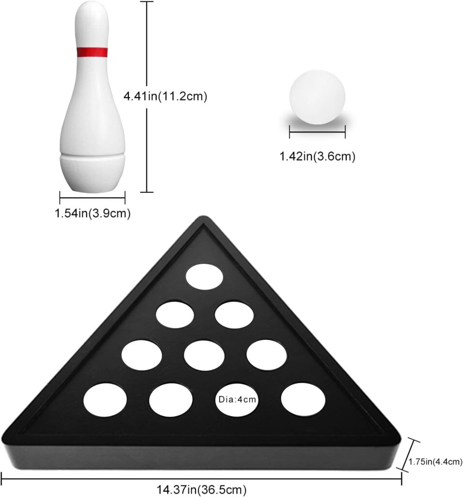 Shuffleboard Bowling Pin Set,Portable Shuffleboard Table Bowling Pin Set Include Hardwood Bowling Pins Durable Triangula,Pinsetter Resin Bowling Ball Suitable Shuffleboard Bowling Game