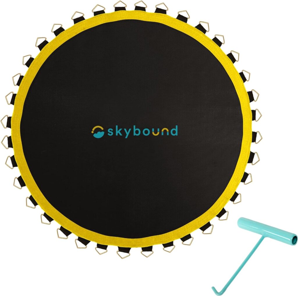 SkyBound Premium Trampoline Replacement Mat, Fits 15 Foot Frames w/Spring Tool, UV Sunguard for Longer Lasting Stitching, Durable V-Rings, Bounce Safely with Extra Rows of Stitching