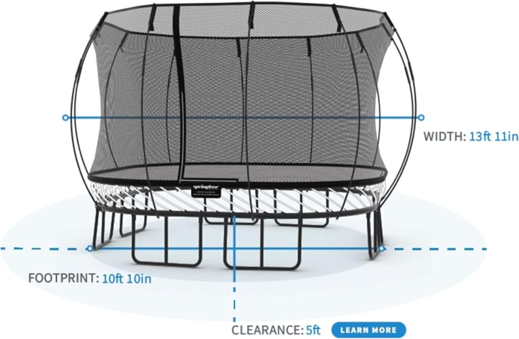 Springfree Trampoline Kids Jumbo Square Trampoline w/Safety Enclosure Net and SoftEdge Jump Bounce Mat for Outdoor Backyard Bouncing